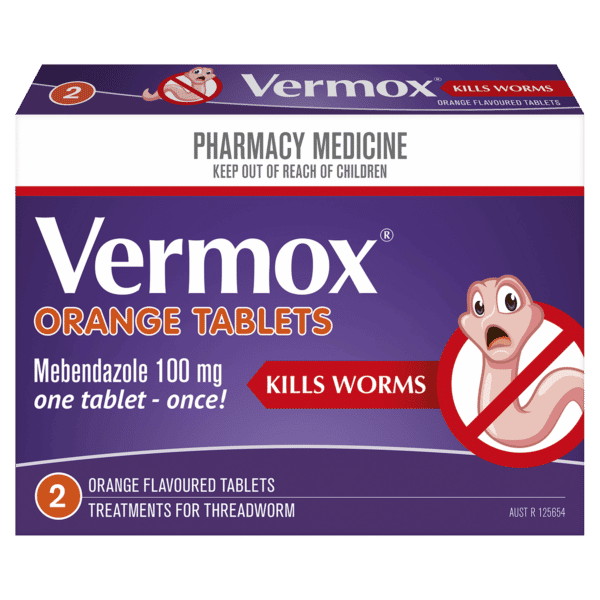 Vermox Orange Tablets - 2 tablets