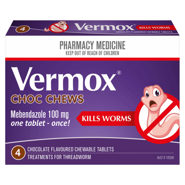 Vermox Choc Chews - 4 tablets