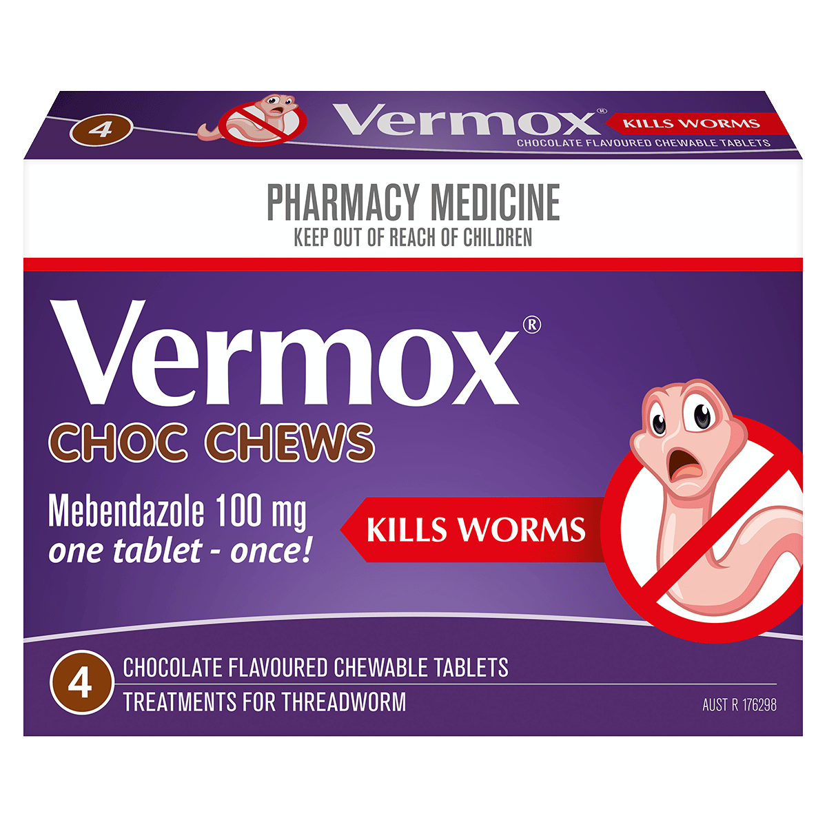 Vermox Choc Chews 4 Tablets Vermox