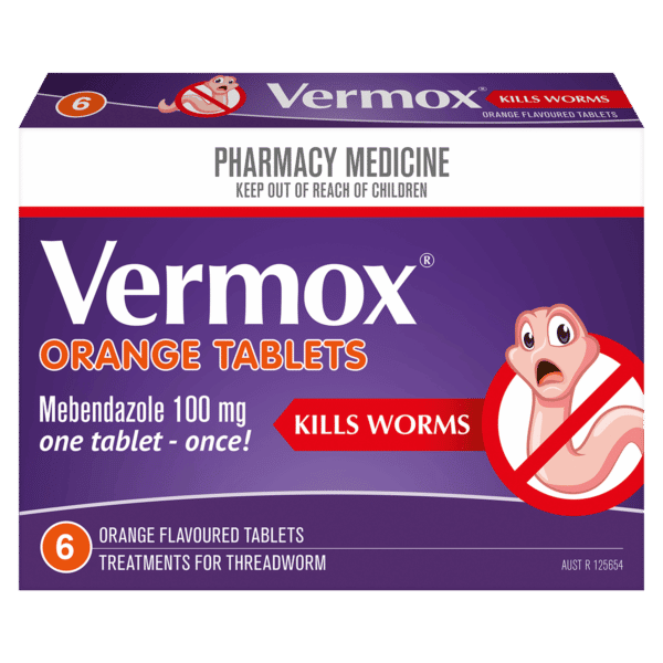 Vermox Orange Tablets - 6 tablets