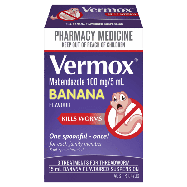 Vermox Banana Flavoured Liquid 15mL